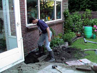 our back garden being repaired by Ragnar